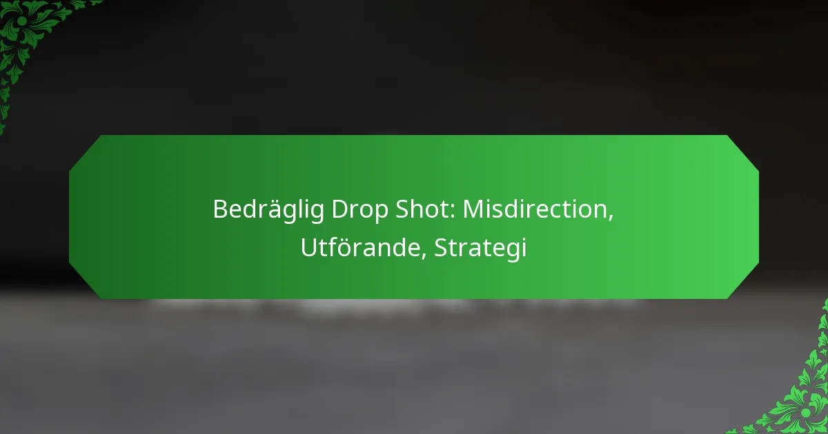 Bedräglig Drop Shot: Misdirection, Utförande, Strategi