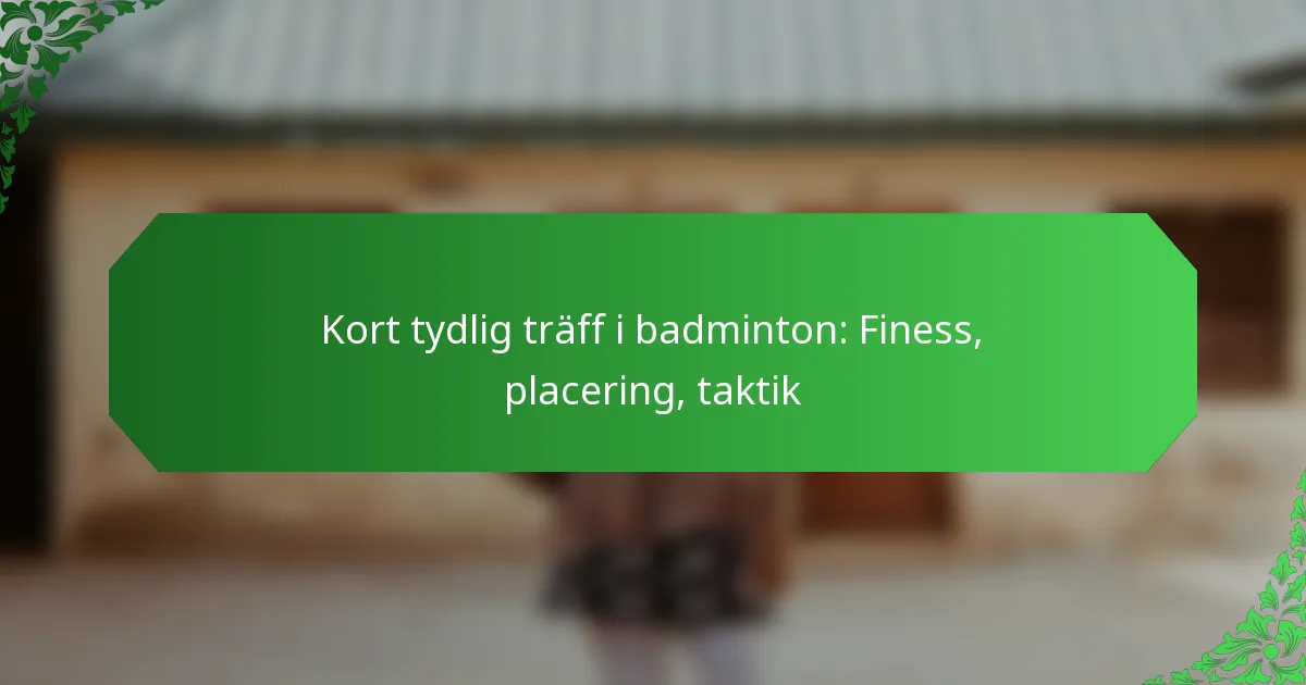 Kort tydlig träff i badminton: Finess, placering, taktik